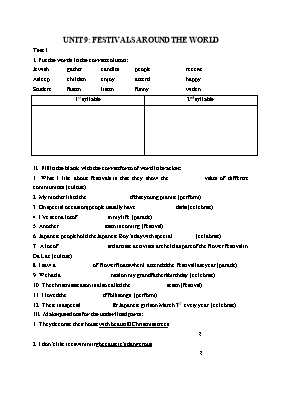 Bài tập Unit 9 môn Tiếng Anh Lớp 7 (Thí điểm)